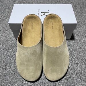 The Row Beige Suede Slippers